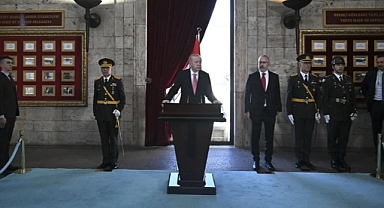 Devlet erkanı Cumhuriyet Bayramı töreni için Anıtkabir'de