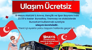 Bursa'da 19 Mayıs'ta ulaşım ücretsiz