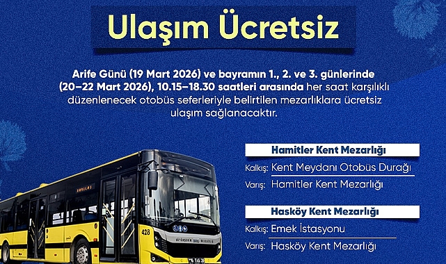 BURSA’DA BAYRAM BOYUNCA ULAŞIM ÜCRETSİZ